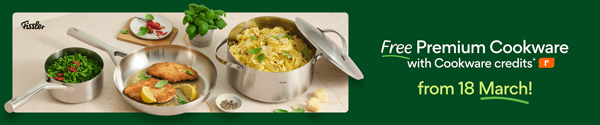 Free Premium Cookware with Cookware Credits from 18 March